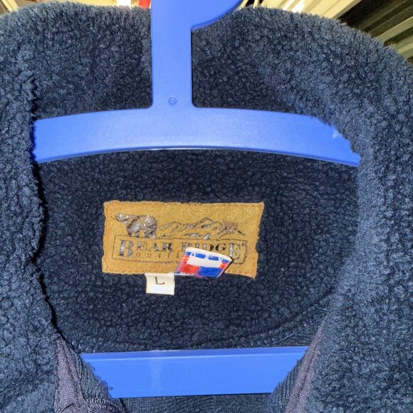 Bear Ridge Vtg Full Zip USA Flag patriot Heavy Fleece Jacket L - Picture 3 of 5